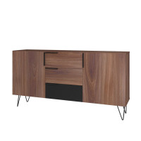 Manhattan Comfort 403AMC240 Beekman 62.99 Sideboard with 4 Shelves in Brown and Black